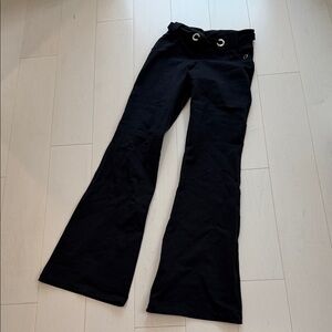 Bluefish Black Flared Workout Pants with Grommet Detail
